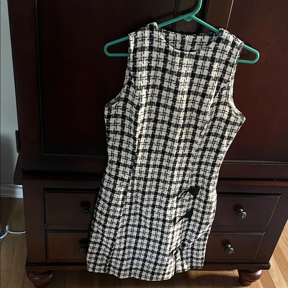 Stylish Black and White Checkered Dress